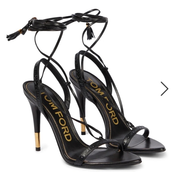 NWT TOM FORD LEATHER TASSLE ANKLE STRAP SANDALS HEEL - Picture 3 of 12